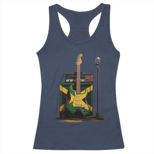 Reggae Guitar Jamaican Flag Amp Microphone Music Lover Racerback Tank Top TS11 Navy Print Your Wear