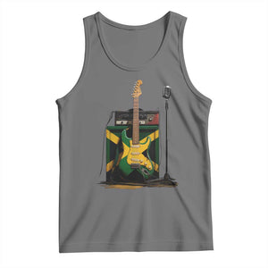 Reggae Guitar Jamaican Flag Amp Microphone Music Lover Tank Top TS11 Black Heather Print Your Wear