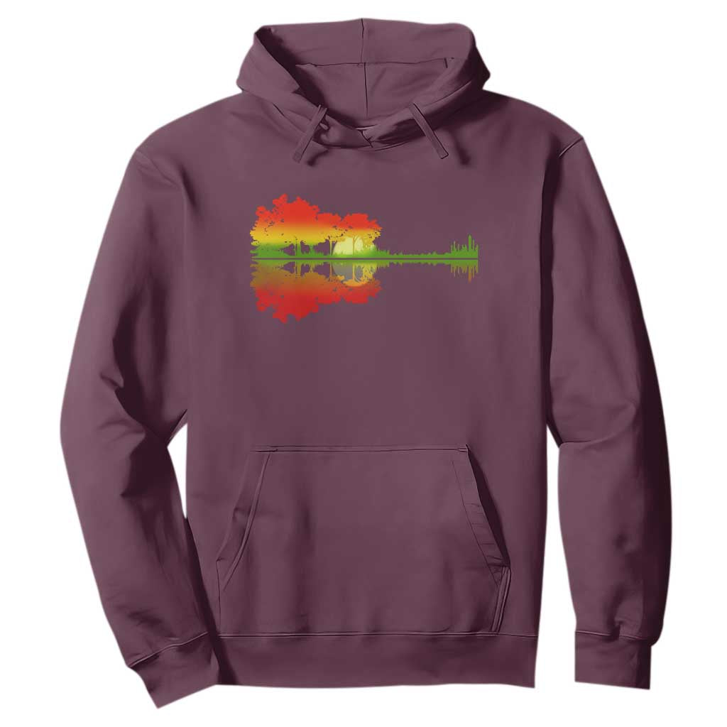 Reggae Music Guitar Lake Shadow Jamaica Rasta Hoodie TS11 Maroon Print Your Wear