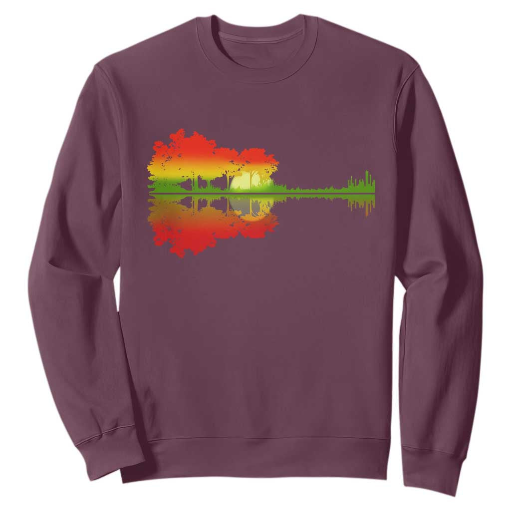 Reggae Music Guitar Lake Shadow Jamaica Rasta Sweatshirt TS11 Maroon Print Your Wear