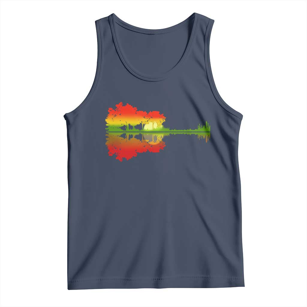 Reggae Music Guitar Lake Shadow Jamaica Rasta Tank Top TS11 Navy Print Your Wear