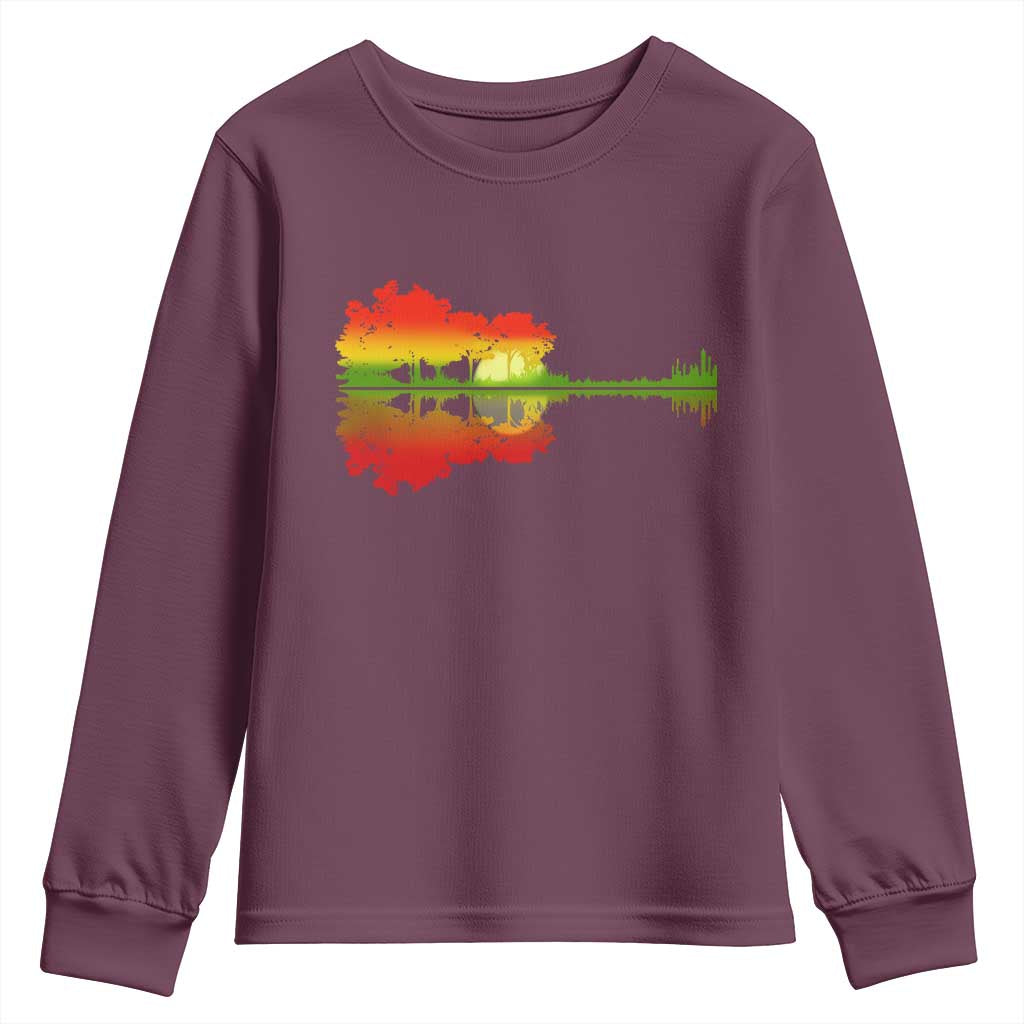Reggae Music Guitar Lake Shadow Jamaica Rasta Youth Sweatshirt TS11 Maroon Print Your Wear