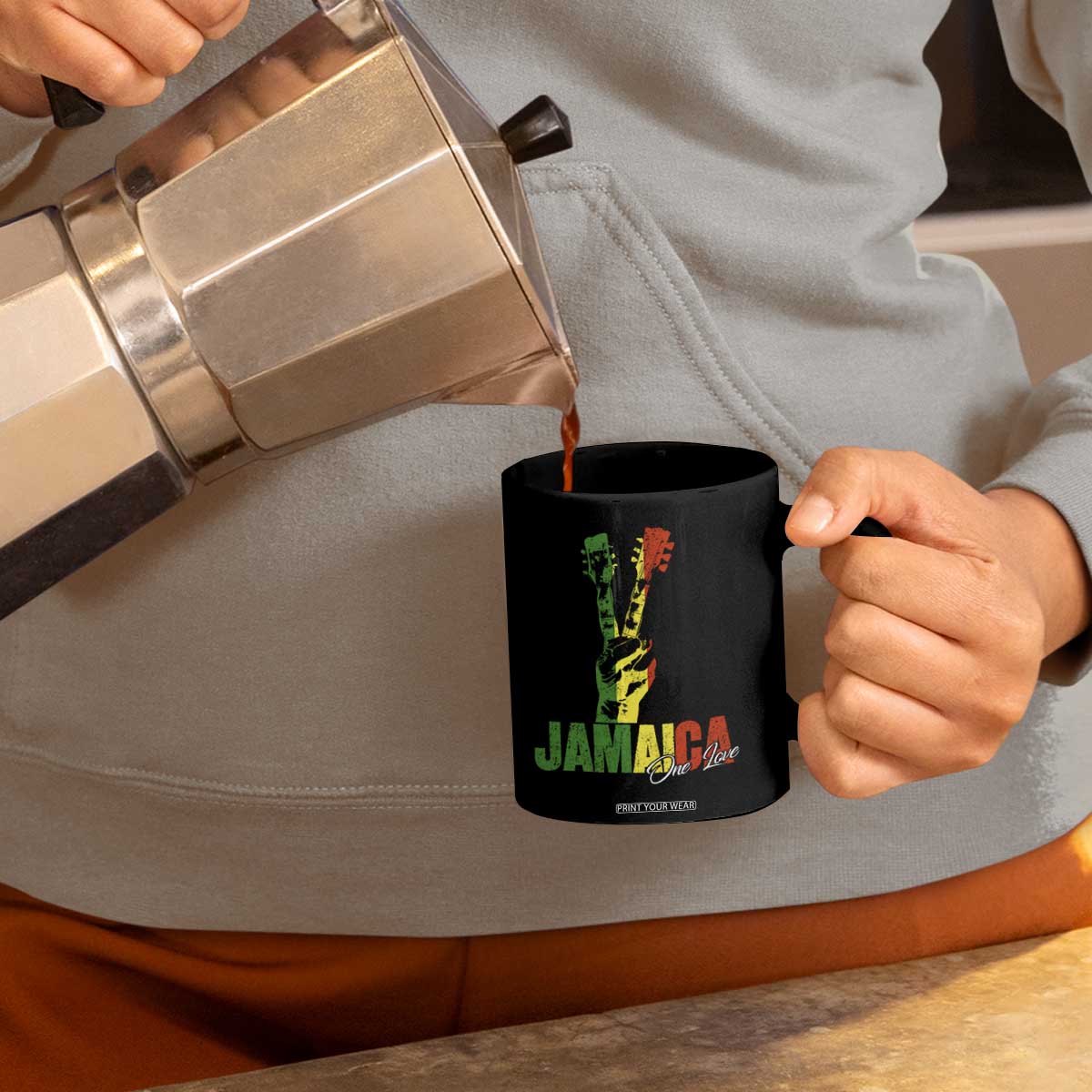 Jamaica One Love Reggae Music Coffee Mug Rasta Peace Hand Guitar TS11 Print Your Wear