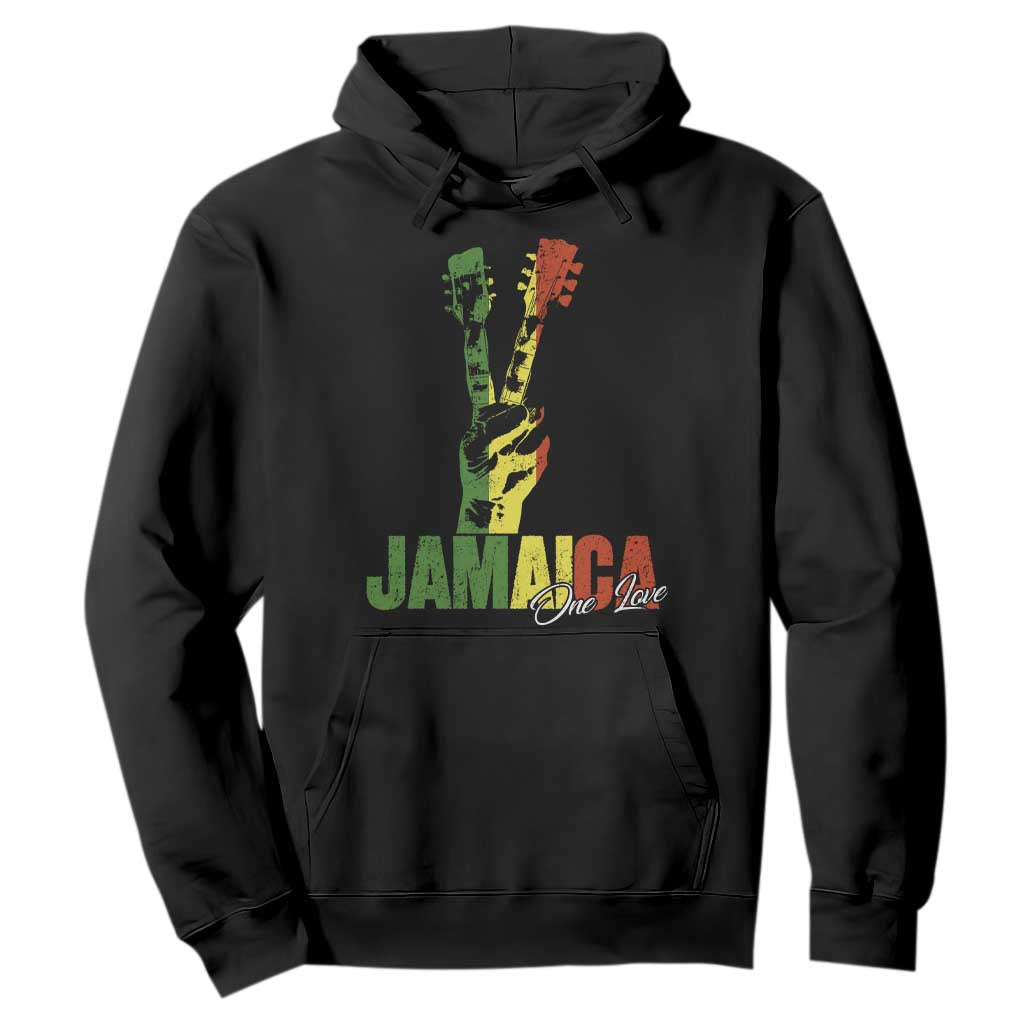 Jamaica One Love Reggae Music Hoodie Rasta Peace Hand Guitar TS11 Black Print Your Wear