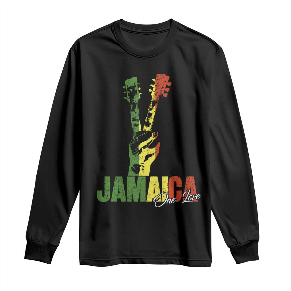 Jamaica One Love Reggae Music Long Sleeve Shirt Rasta Peace Hand Guitar TS11 Black Print Your Wear