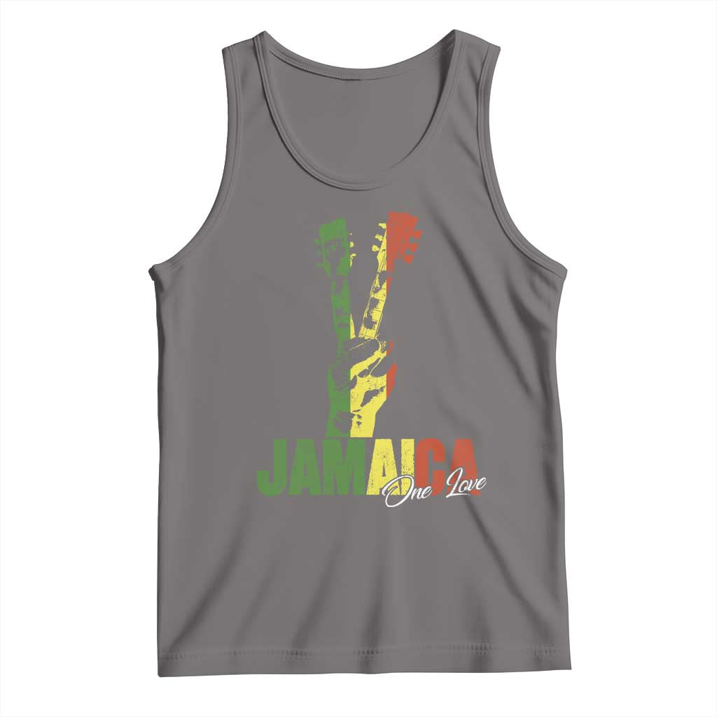 Jamaica One Love Reggae Music Tank Top Rasta Peace Hand Guitar TS11 Deep Heather Print Your Wear