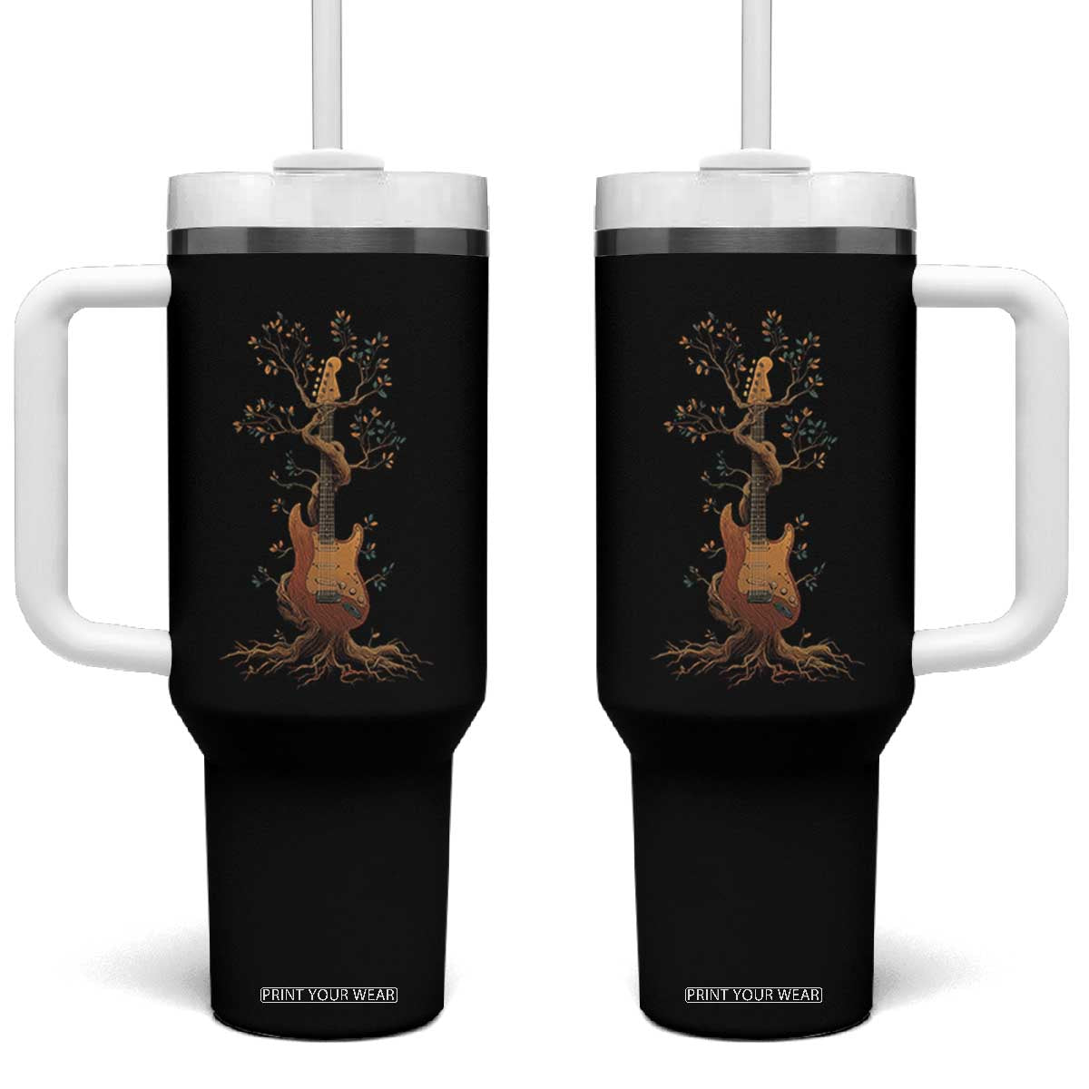 Nature Guitar Tree of Life Guitarist Artistic Roots Tumbler With Handle TS11 One Size: 40 oz Black Print Your Wear
