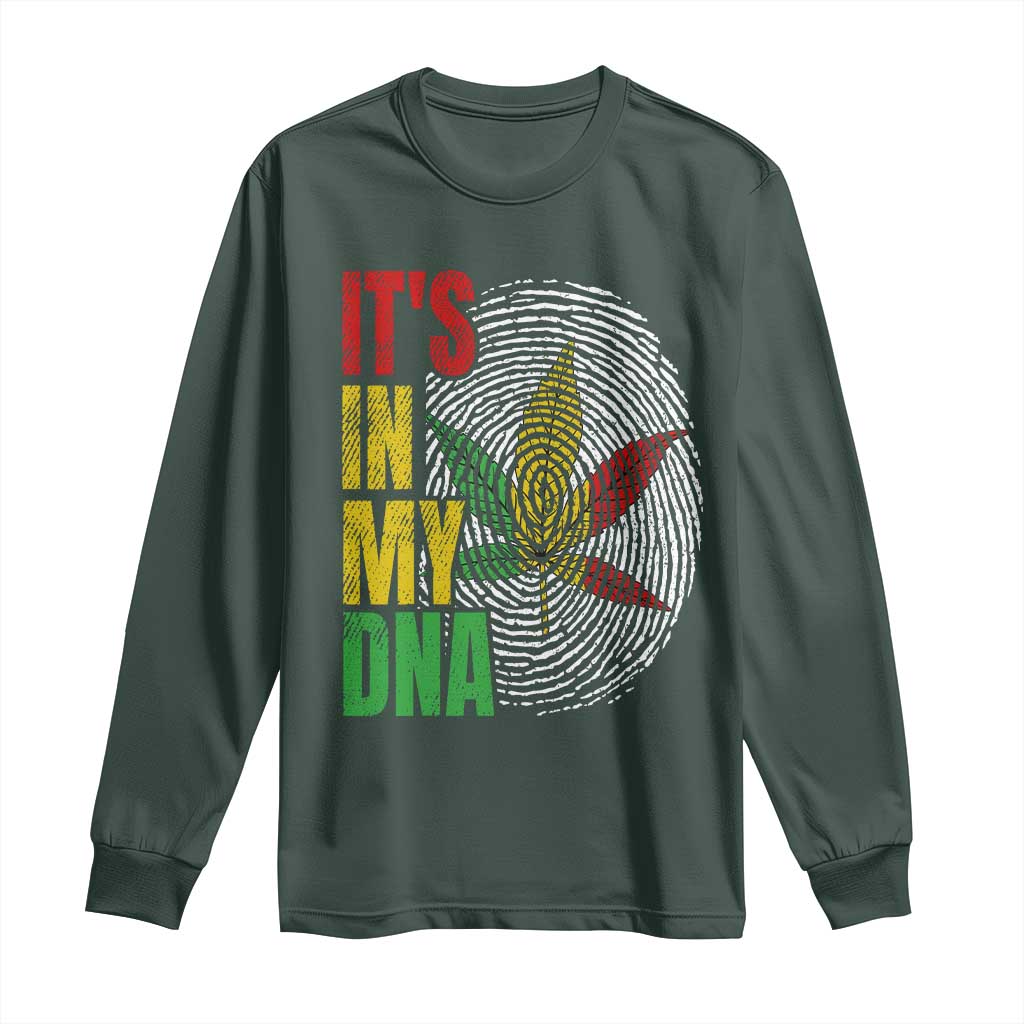 Funny Jamaica Rasta Cannabis Weed Long Sleeve Shirt Its In My DNA TS11 Dark Forest Green Print Your Wear