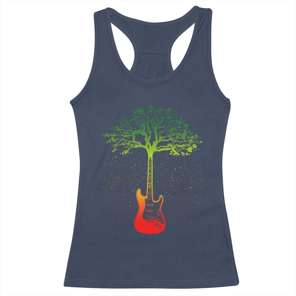 Reggae Music Guitar Rastafarian Roots Rasta Jamaican Racerback Tank Top TS11 Navy Print Your Wear