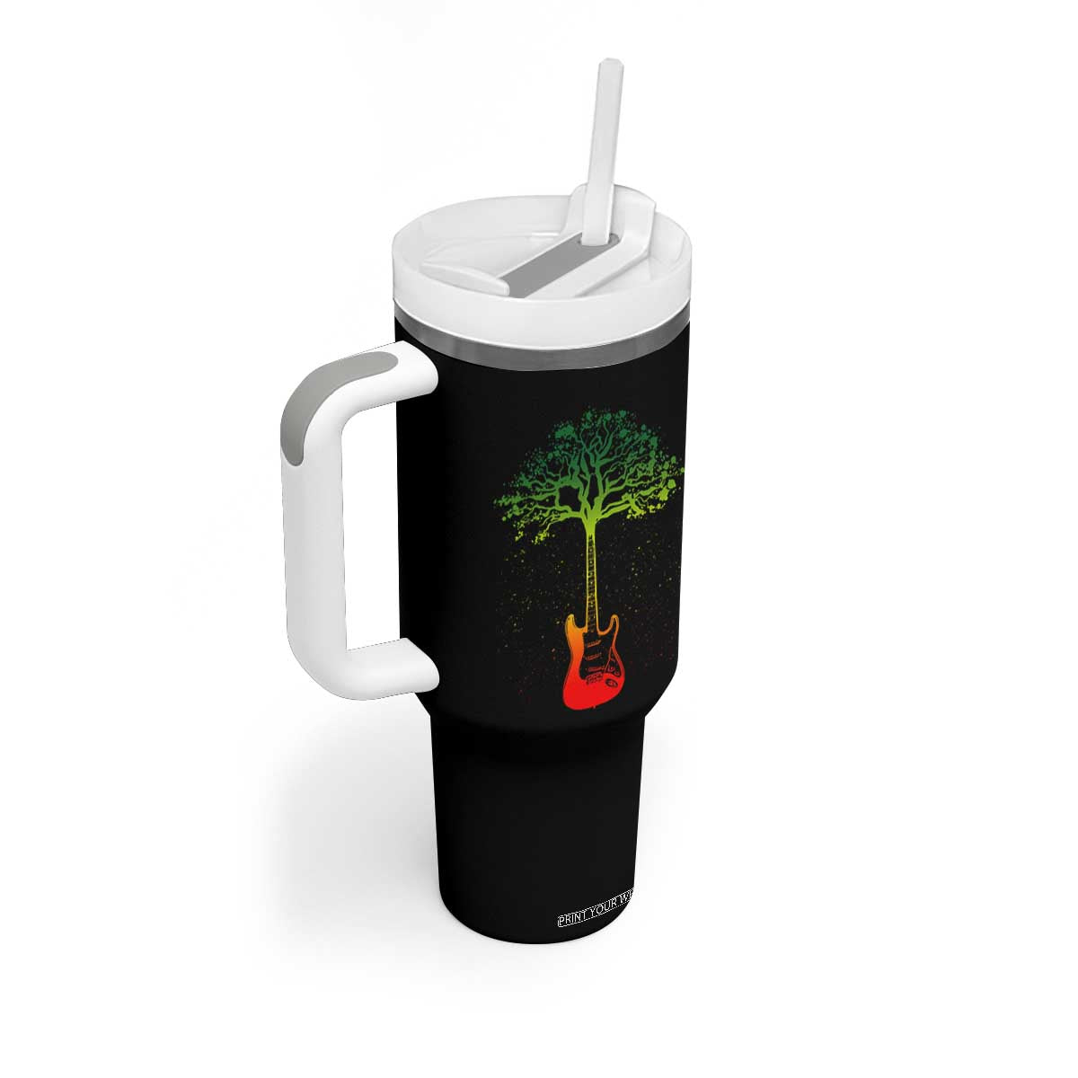 Reggae Music Guitar Rastafarian Roots Rasta Jamaican Tumbler With Handle TS11 Print Your Wear