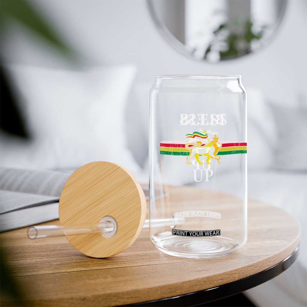 Bless Up Glass Can Rastafari Lion Of Judah Reggae Music TS11 Print Your Wear