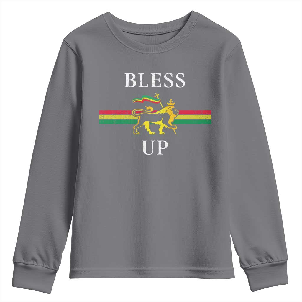Bless Up Youth Sweatshirt Rastafari Lion Of Judah Reggae Music TS11 Charcoal Print Your Wear