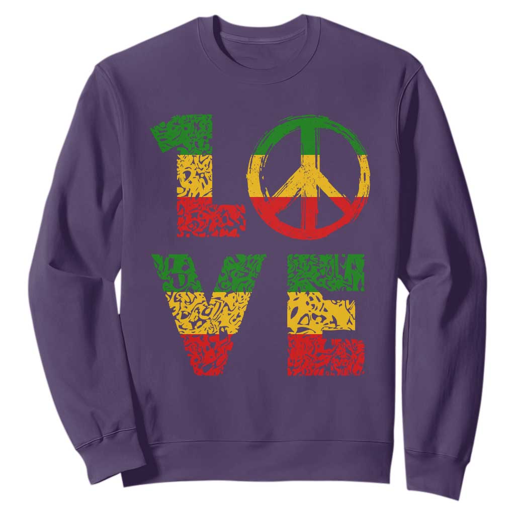 One Love Jamaica Sweatshirt Reggae Music Peace Sign Rastafarian TS11 Purple Print Your Wear