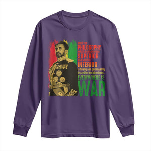 Haile Selassie Quotes Long Sleeve Shirt Until The Philosophy Which Holds One Race Speech War TS11 Purple Print Your Wear