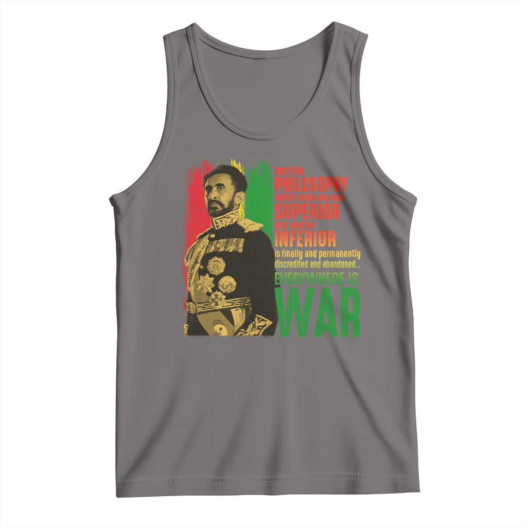 Haile Selassie Quotes Tank Top Until The Philosophy Which Holds One Race Speech War TS11 Deep Heather Print Your Wear