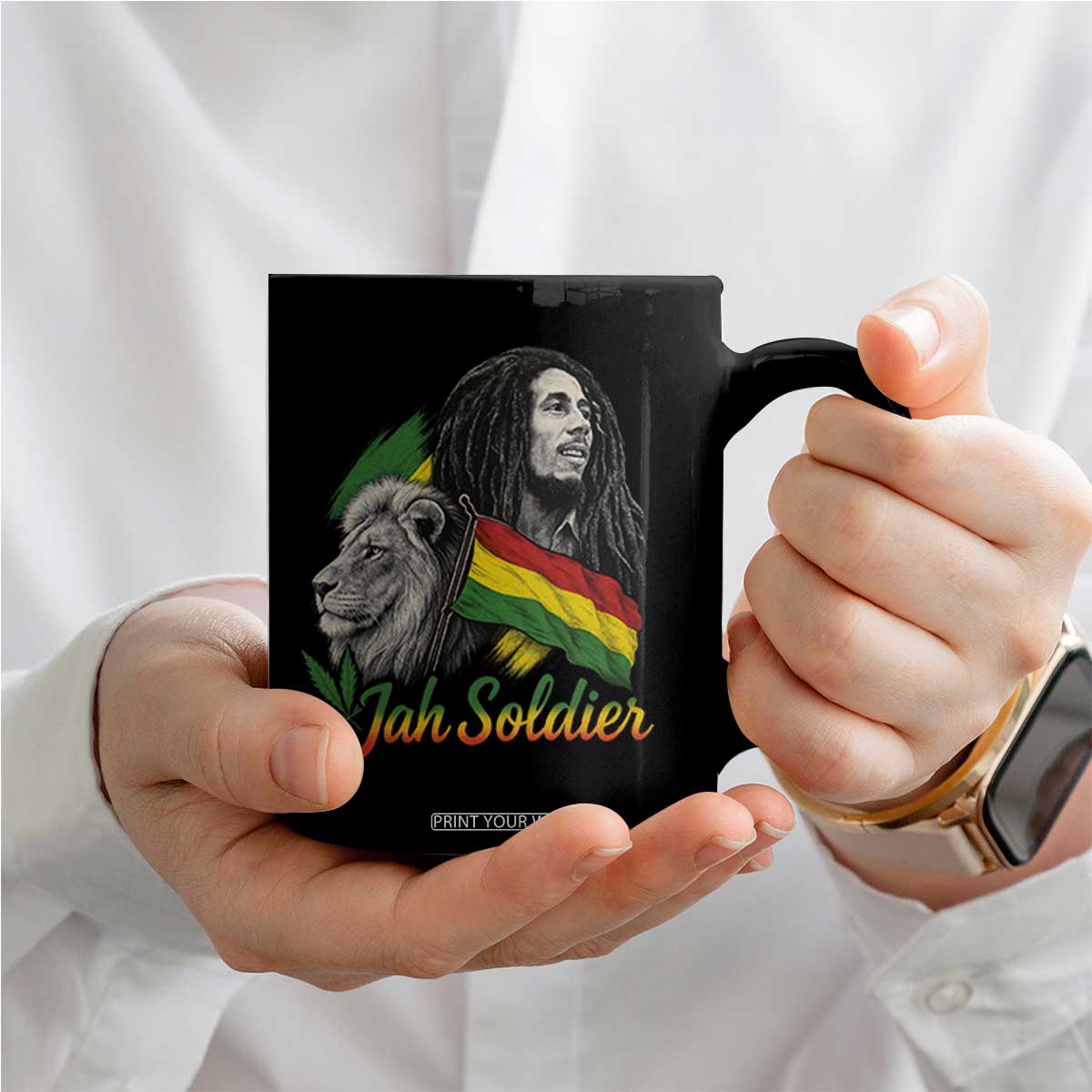 Jah Soldier Coffee Mug Lion Of Judah Reggae Rastafari Flag TS11 Print Your Wear