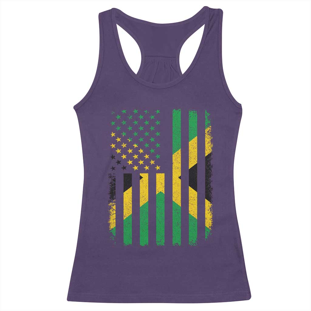 Jamaican American Distressed Patriotic Flag Racerback Tank Top TS11 Purple Print Your Wear