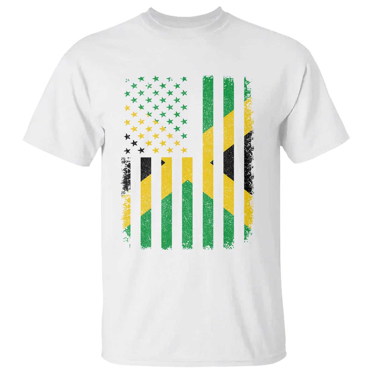 Jamaican American Distressed Patriotic Flag T Shirt TS11 White Print Your Wear