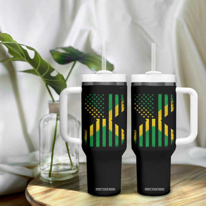 Jamaican American Distressed Patriotic Flag Tumbler With Handle TS11 Print Your Wear