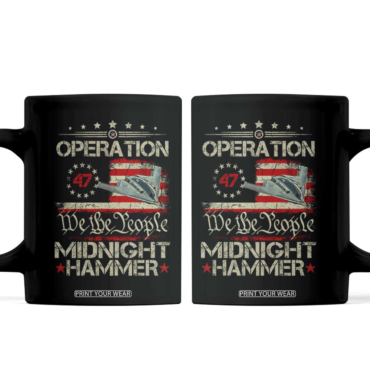 Operation Midnight Hammer Coffee Mug Bomber Jet Vintage Betsy Ross Flag TS11 Black Print Your Wear