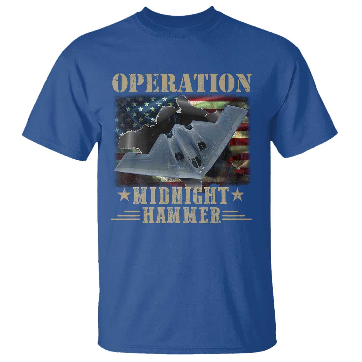 Operation Midnight Hammer T Shirt Bomber Jet American Flag TS11 Royal Blue Print Your Wear