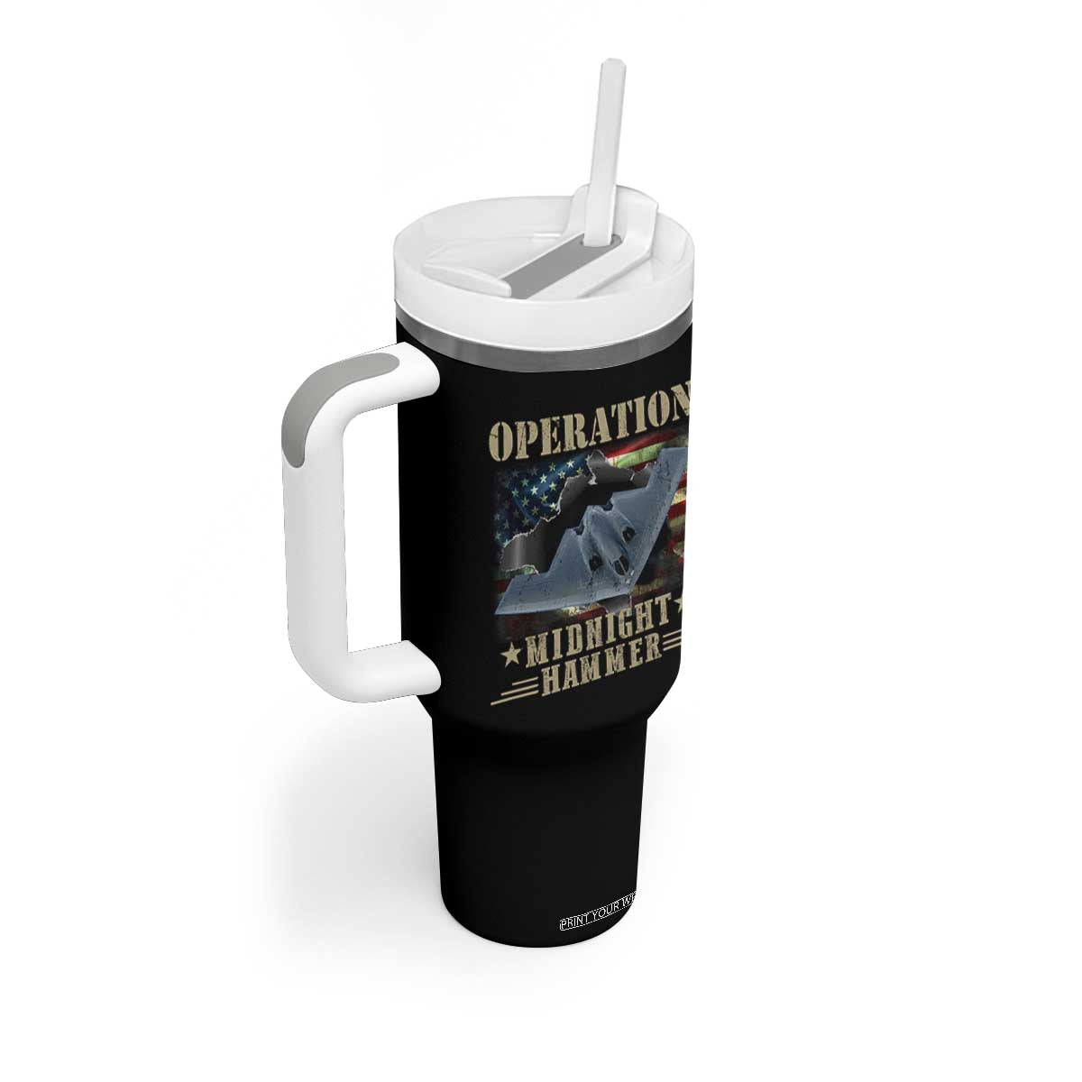 Operation Midnight Hammer Tumbler With Handle Bomber Jet American Flag TS11 Print Your Wear