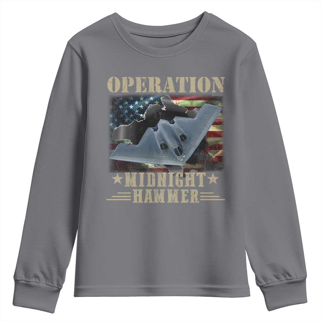 Operation Midnight Hammer Youth Sweatshirt Bomber Jet American Flag TS11 Charcoal Print Your Wear