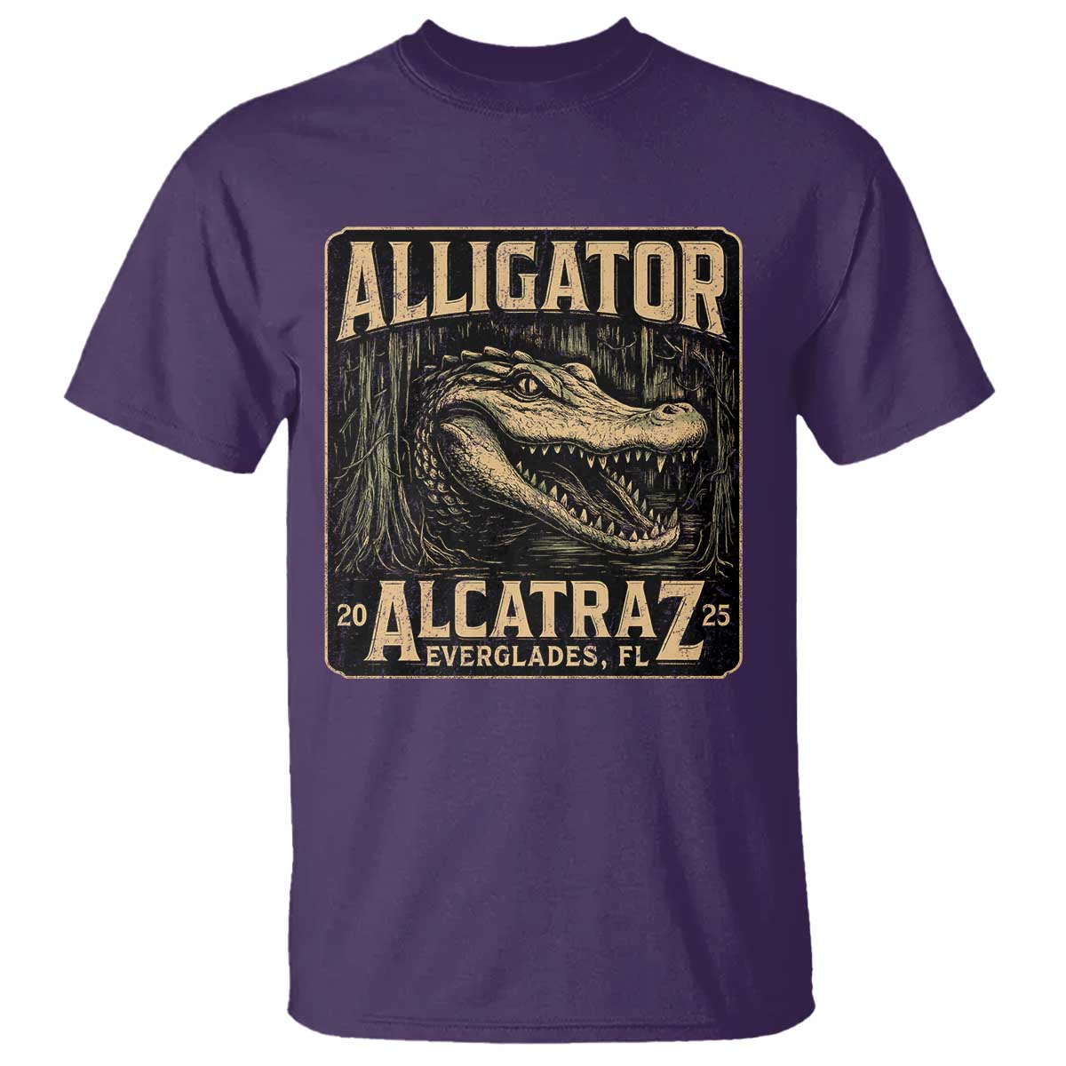 Funny Alligator Alcatraz T Shirt Florida Everglades Alligatraz Meme 2025 TS11 Purple Print Your Wear