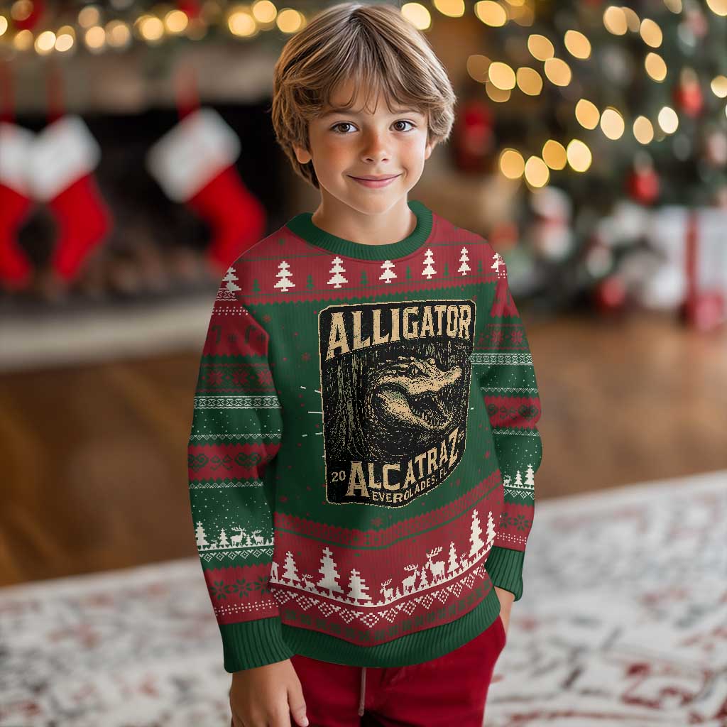 Funny Alligator Alcatraz Knit Sweatshirt Florida Everglades Alligatraz Meme 2025 TS11 Christmas Print Your Wear
