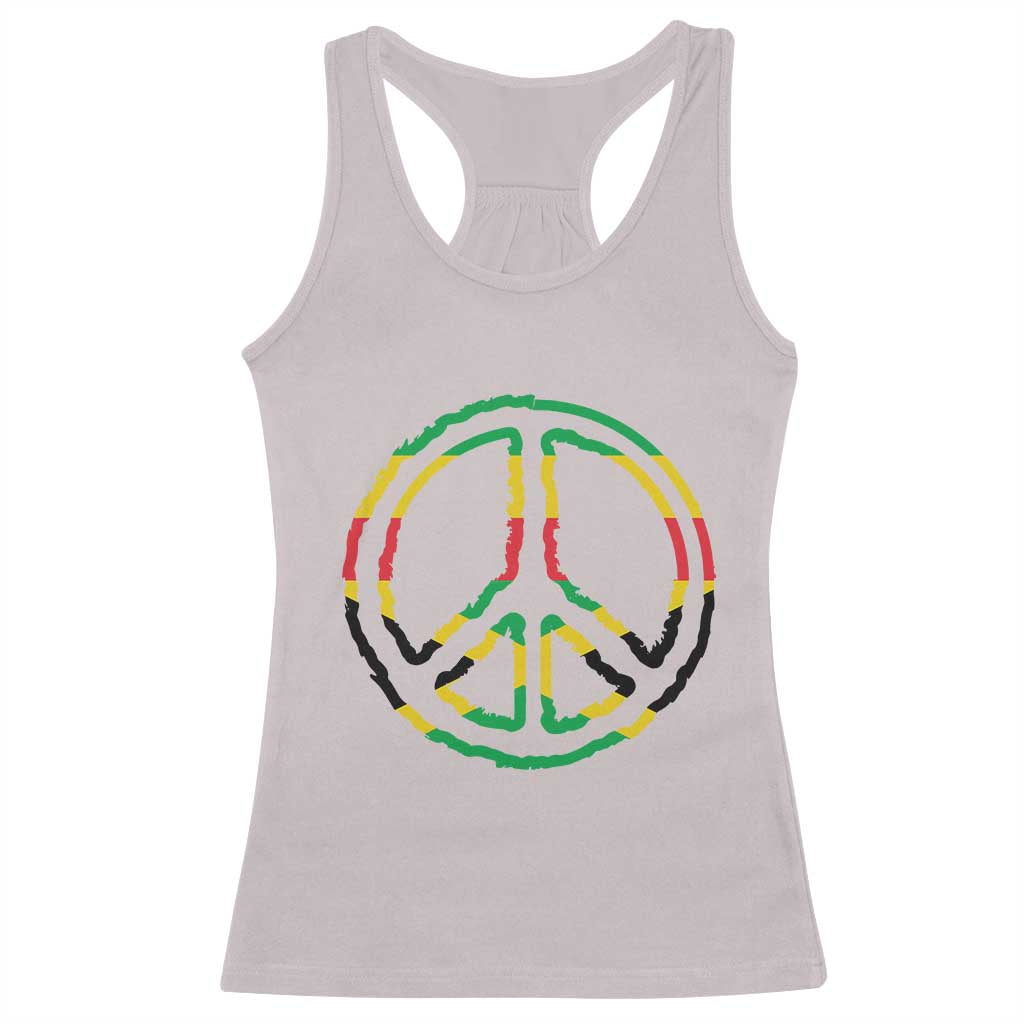 Rasta Jamaican Flag Peace Symbol Reggae Racerback Tank Top TS11 Ice Gray Print Your Wear