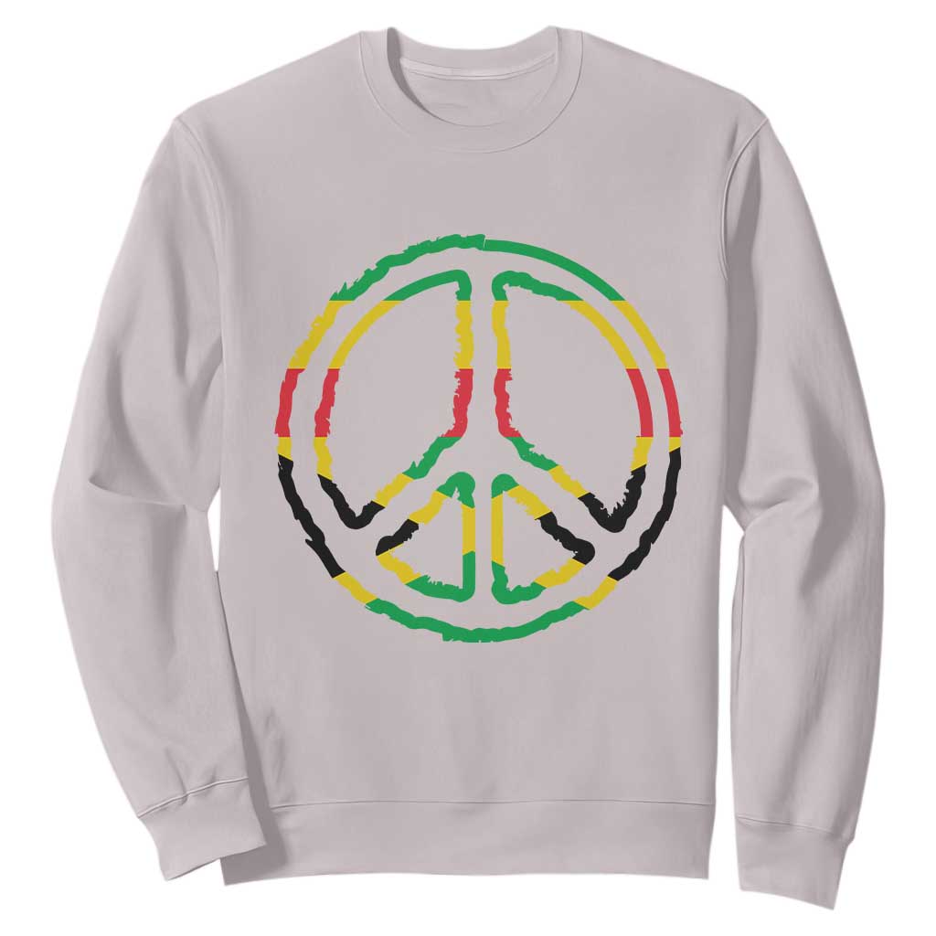Rasta Jamaican Flag Peace Symbol Reggae Sweatshirt TS11 Ice Gray Print Your Wear
