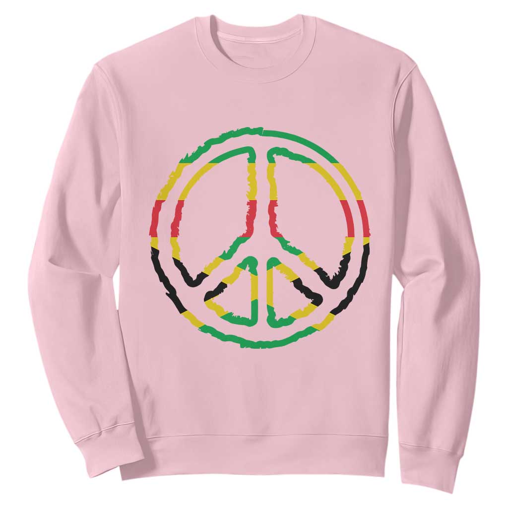 Rasta Jamaican Flag Peace Symbol Reggae Sweatshirt TS11 Light Pink Print Your Wear