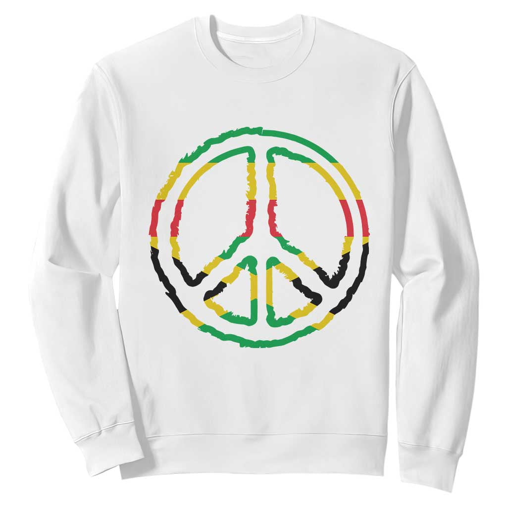 Rasta Jamaican Flag Peace Symbol Reggae Sweatshirt TS11 White Print Your Wear