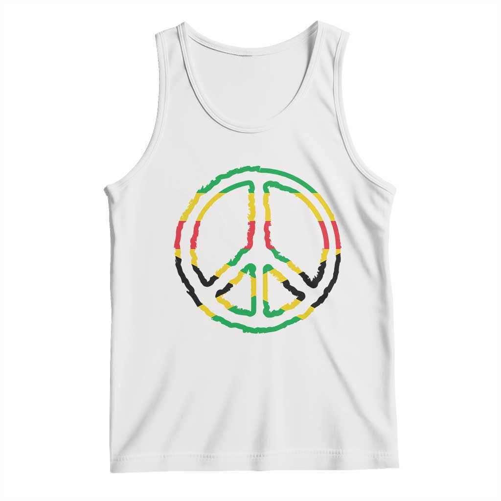 Rasta Jamaican Flag Peace Symbol Reggae Tank Top TS11 White Print Your Wear