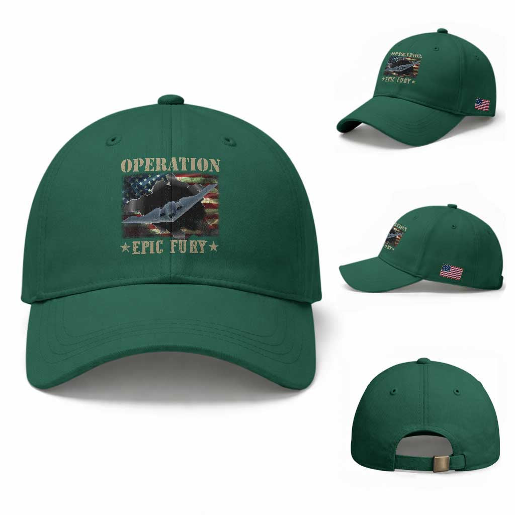 Operation Epic Fury Baseball Cap Military Bomber Jet American Flag TS11 Baseball Cap Universal Fit Irish Green Print Your Wear