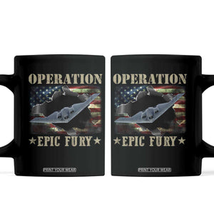 Operation Epic Fury Coffee Mug Military Bomber Jet American Flag TS11 Black Print Your Wear