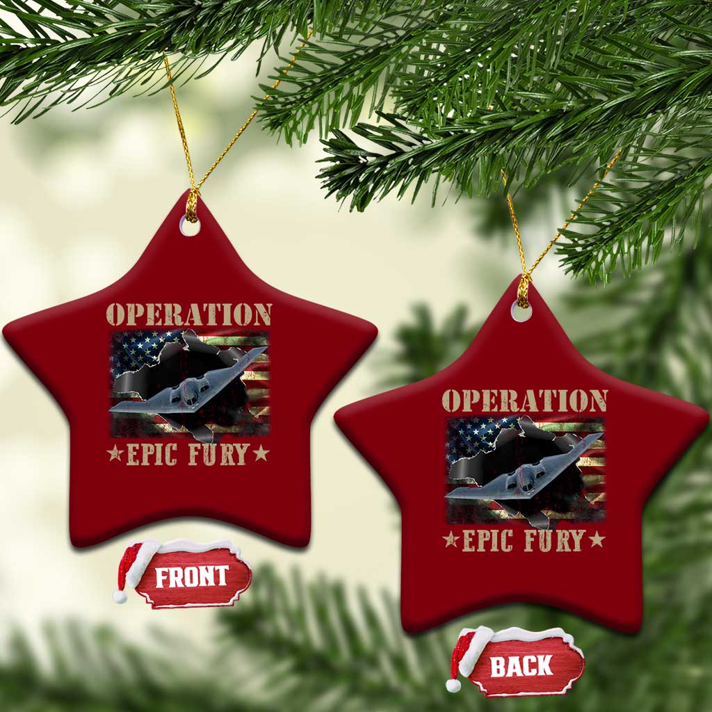 Operation Epic Fury Ceramic Ornament Military Bomber Jet American Flag TS11 Print Your Wear