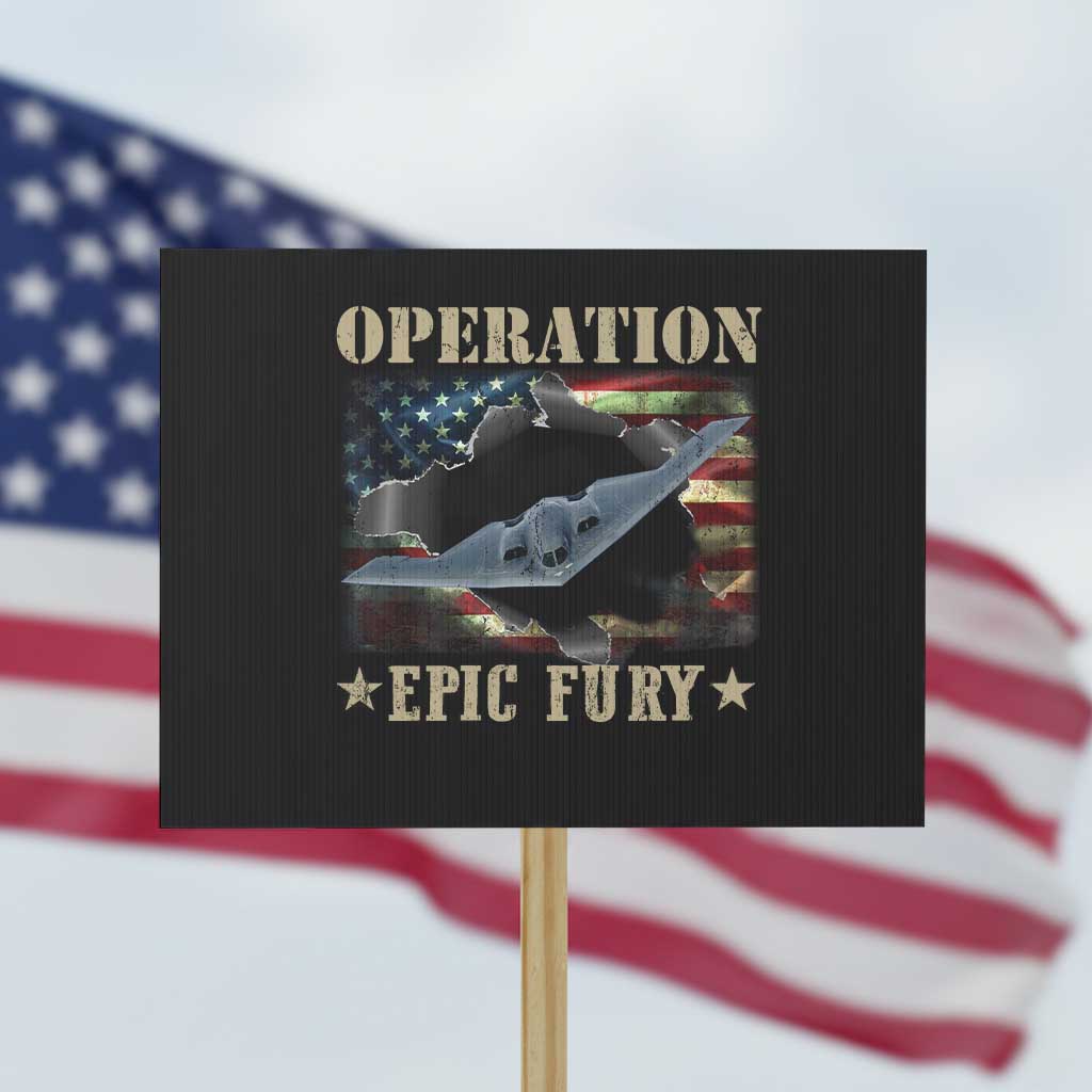 Operation Epic Fury Protest Sign Military Bomber Jet American Flag TS11 Horizontal 18