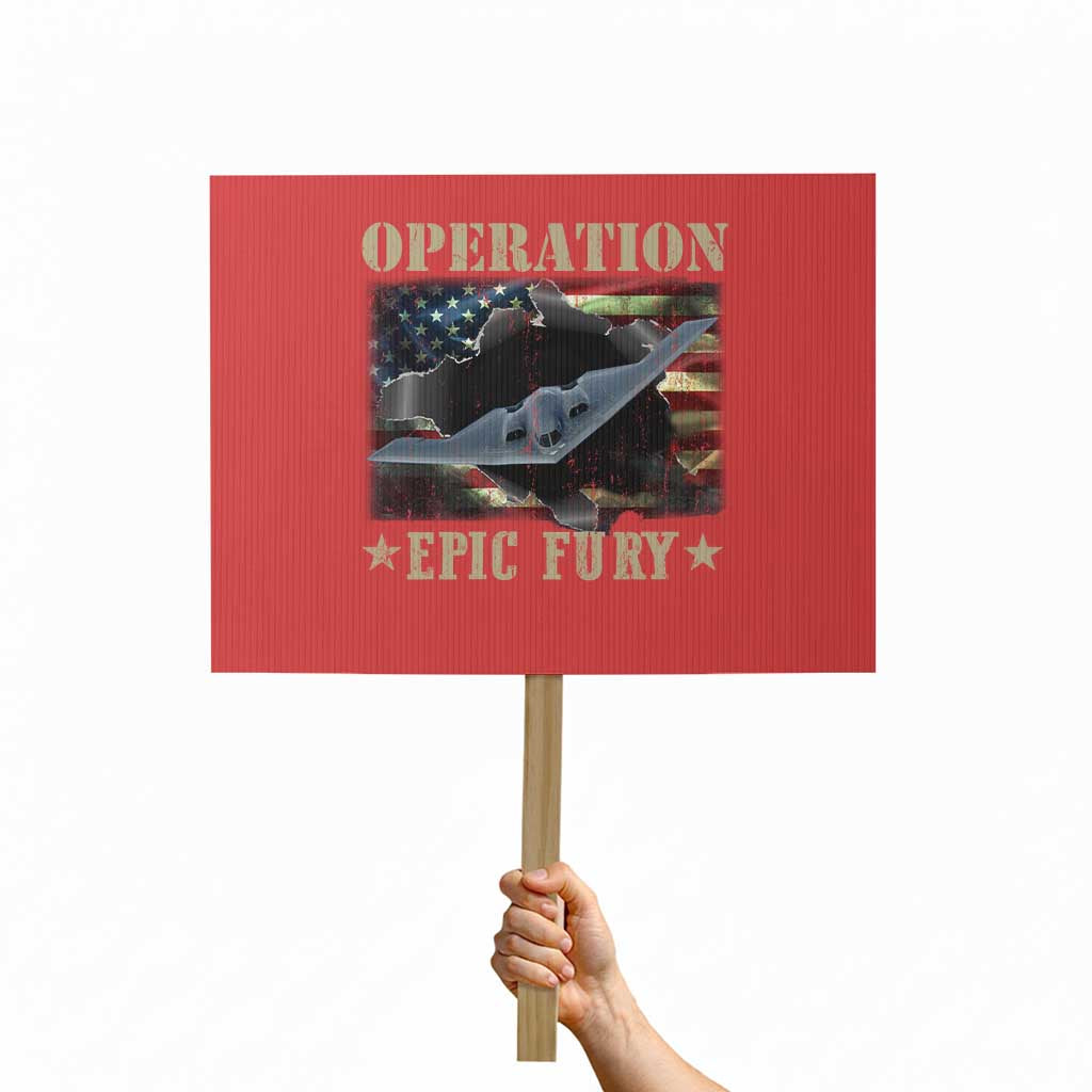 Operation Epic Fury Protest Sign Military Bomber Jet American Flag TS11 Horizontal 18
