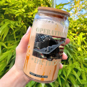 Operation Epic Fury Glass Can Military Bomber Jet American Flag TS11 Black Print Your Wear