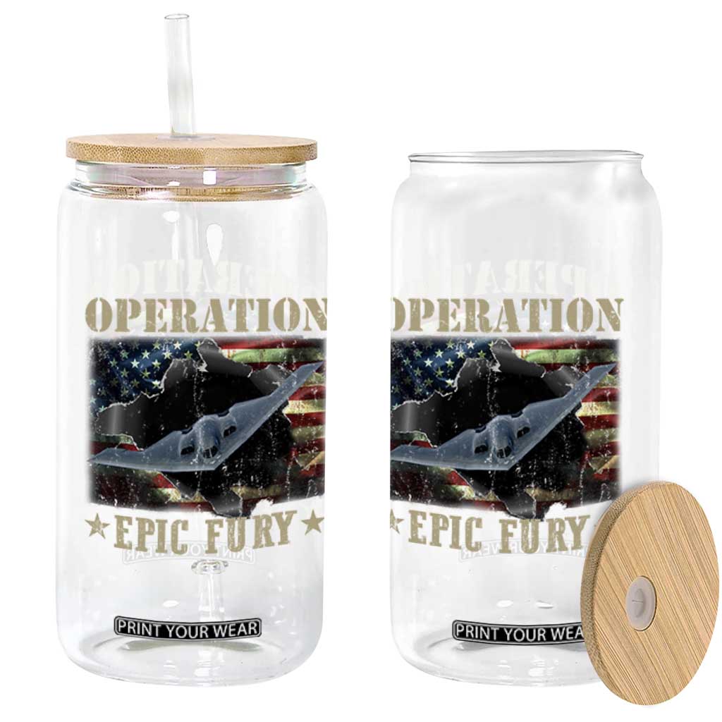 Operation Epic Fury Glass Can Military Bomber Jet American Flag TS11 Print Your Wear