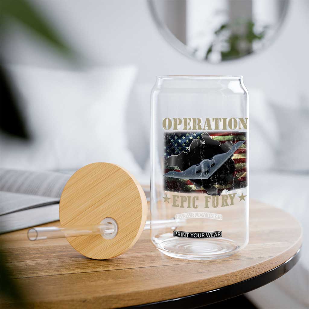 Operation Epic Fury Glass Can Military Bomber Jet American Flag TS11 Print Your Wear