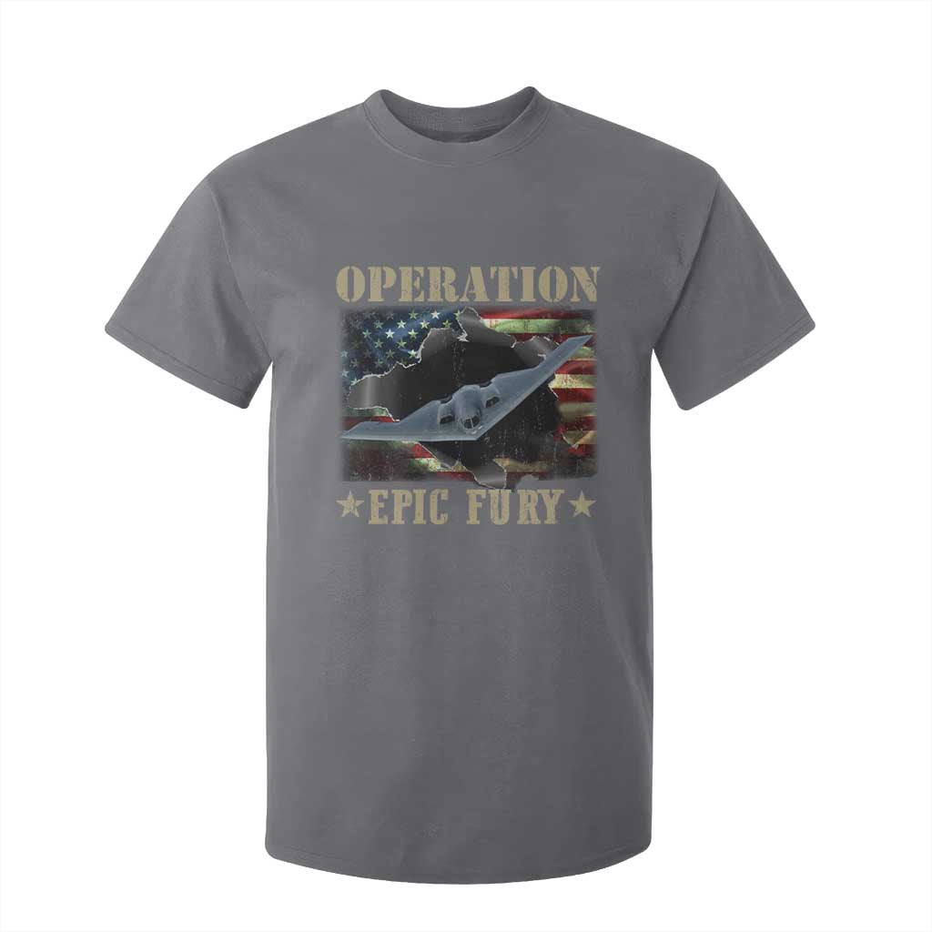 Operation Epic Fury T Shirt For Kid Military Bomber Jet American Flag TS11 Charcoal Print Your Wear