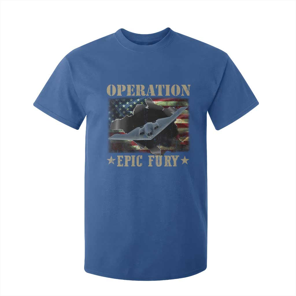 Operation Epic Fury T Shirt For Kid Military Bomber Jet American Flag TS11 Royal Blue Print Your Wear