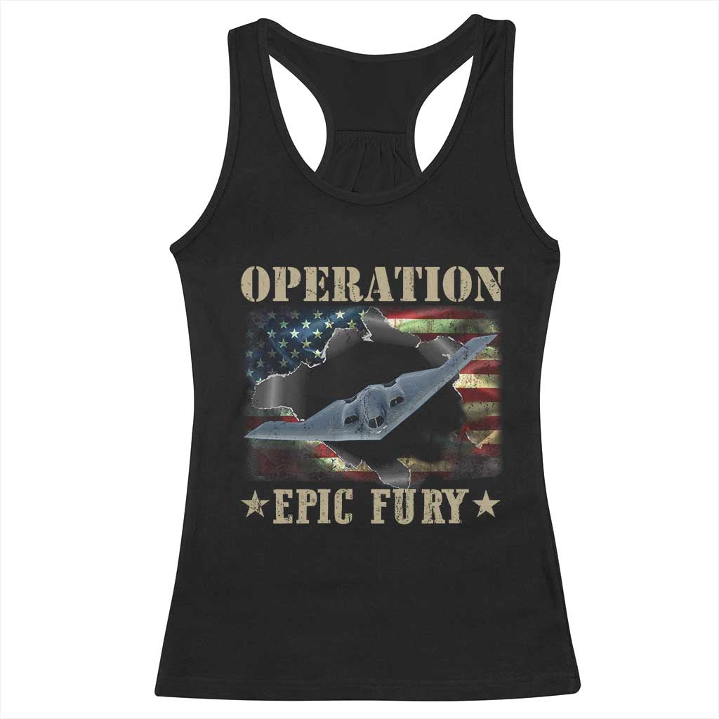Operation Epic Fury Racerback Tank Top Military Bomber Jet American Flag TS11 Black Print Your Wear