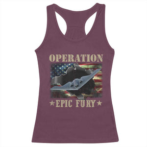 Operation Epic Fury Racerback Tank Top Military Bomber Jet American Flag TS11 Maroon Print Your Wear