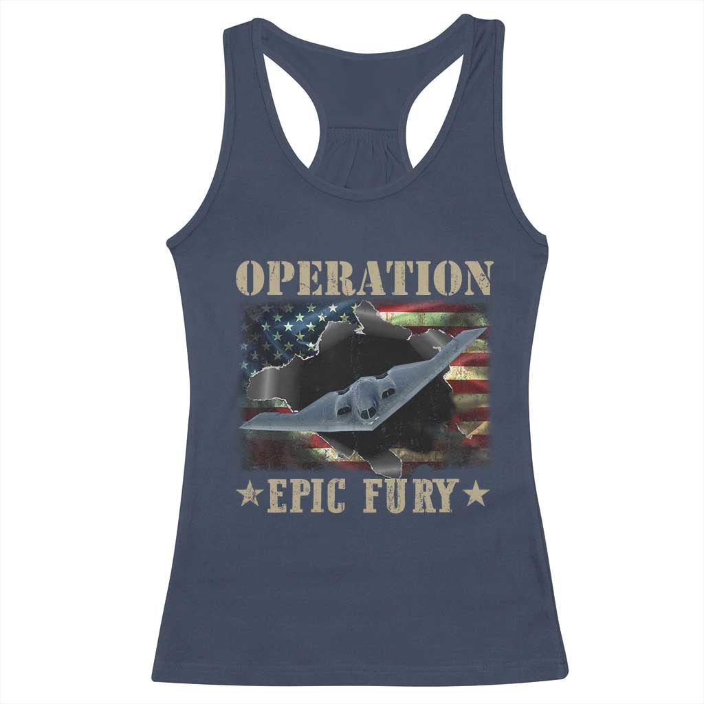 Operation Epic Fury Racerback Tank Top Military Bomber Jet American Flag TS11 Navy Print Your Wear
