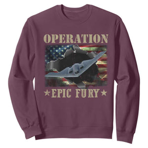 Operation Epic Fury Sweatshirt Military Bomber Jet American Flag TS11 Maroon Print Your Wear