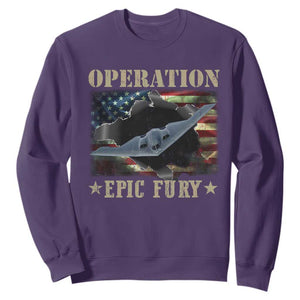 Operation Epic Fury Sweatshirt Military Bomber Jet American Flag TS11 Purple Print Your Wear