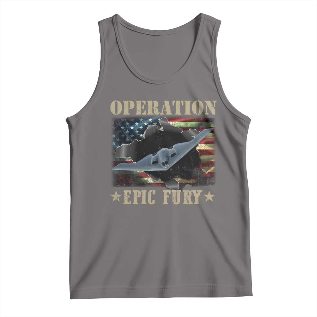 Operation Epic Fury Tank Top Military Bomber Jet American Flag TS11 Deep Heather Print Your Wear